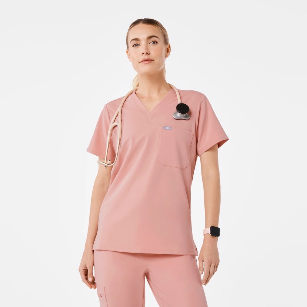 FIGS Pink Sand Catarina One-Pocket Scrub Top